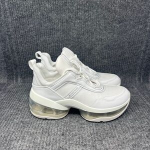 NEW Michael Kors Olympia Extreme Logo Jacquard Leather Trainer White Shoes Sz 9